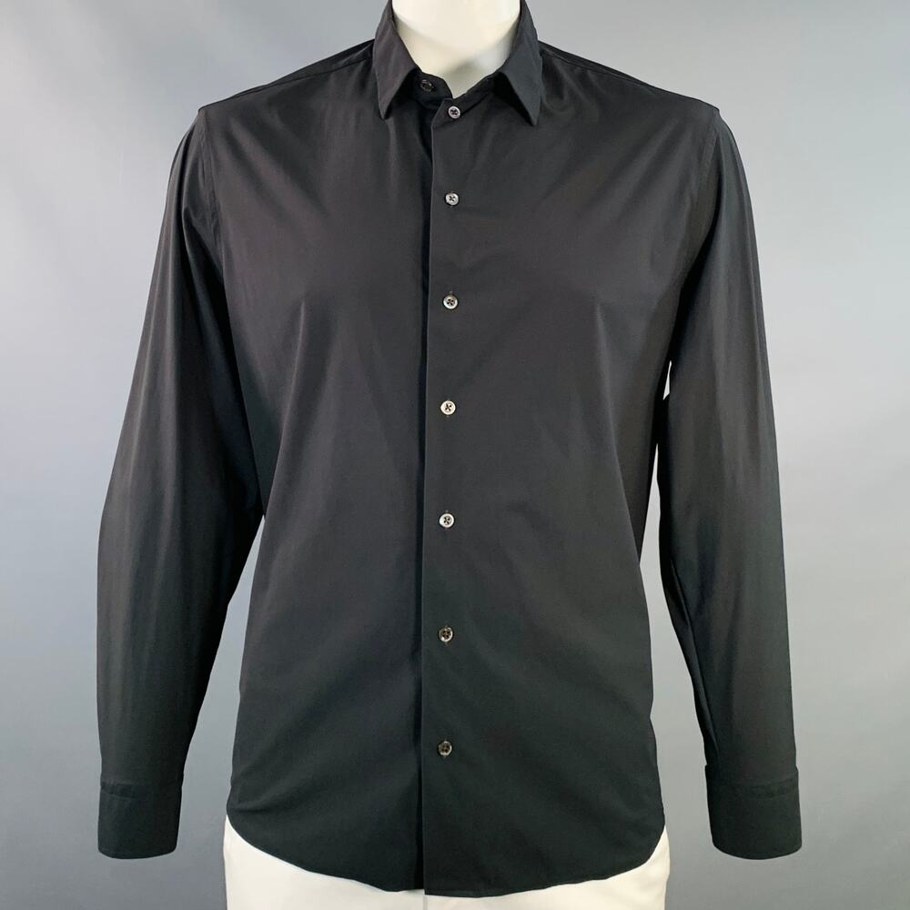 EMPORIO ARMANI Size XXL Black Polyamide Blend Long Sleeve Shirt